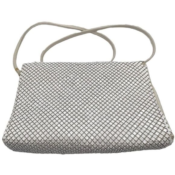 Vintage Whiting and Davis White Mesh Envelope Bag with Shoulder Crossbody Strap - Picture 2 of 6